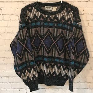 VINTAGE SANTANA 90s Oversized Abstract Sweater EUC
